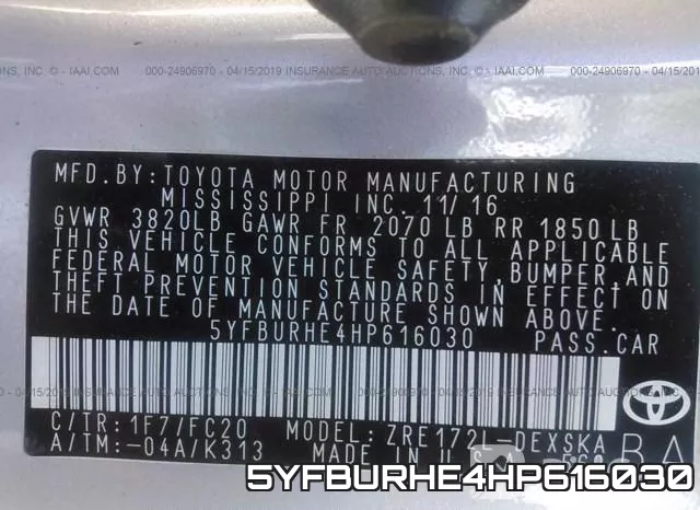 5YFBURHE4HP616030 фото 10
