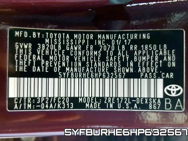 5YFBURHE6HP632567 фото 2