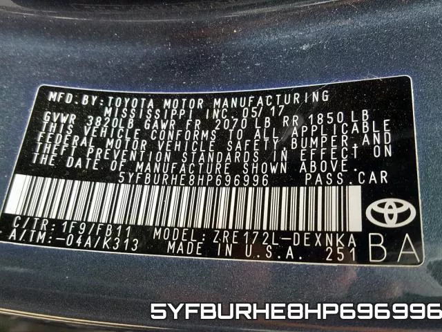 5YFBURHE8HP696996 фото 2