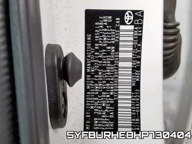 5YFBURHE8HP730404 фото 2