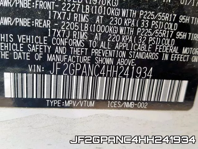 JF2GPANC4HH241934 фото 2