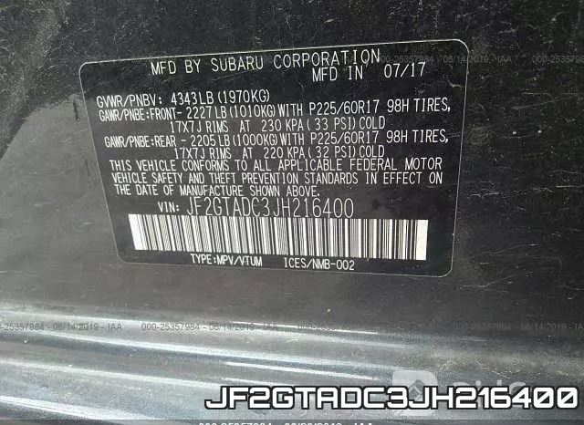 JF2GTADC3JH216400 фото 10