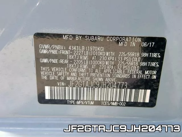JF2GTAJC9JH204773 фото 2