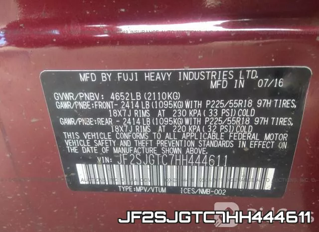 JF2SJGTC7HH444611 фото 10