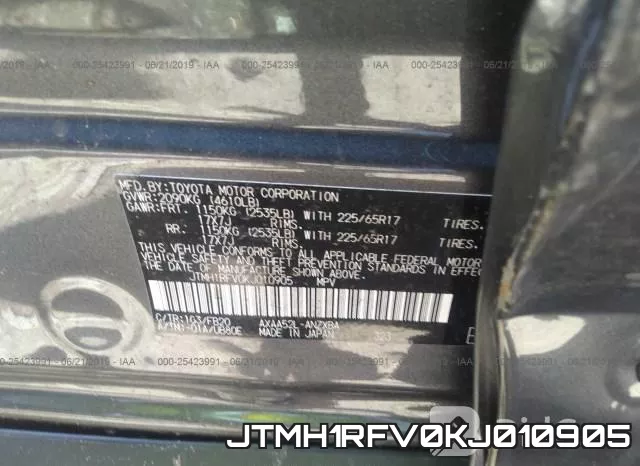 JTMH1RFV0KJ010905 фото 10