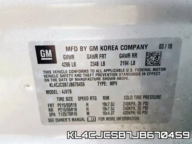 KL4CJCSB7JB670459 фото 2