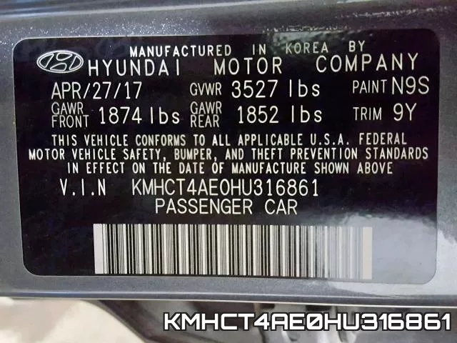 KMHCT4AE0HU316861 фото 2
