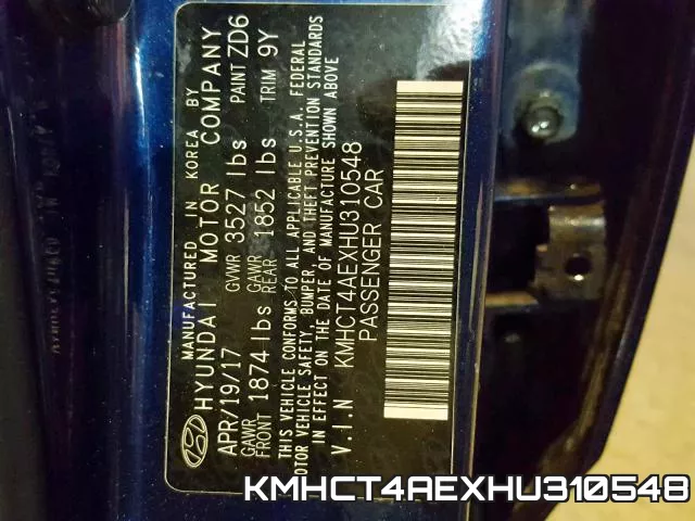 KMHCT4AEXHU310548 фото 2