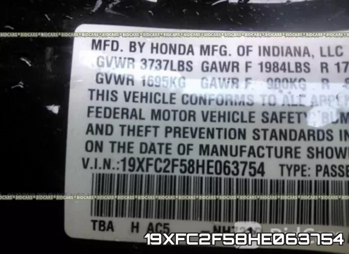 19XFC2F58HE063754 фото 10