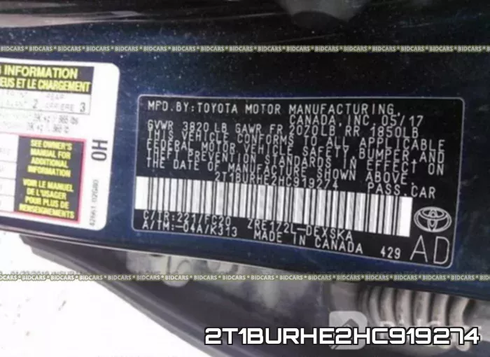 2T1BURHE2HC919274 фото 10