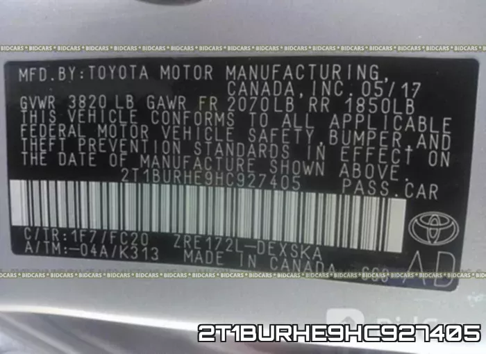 2T1BURHE9HC927405 фото 10