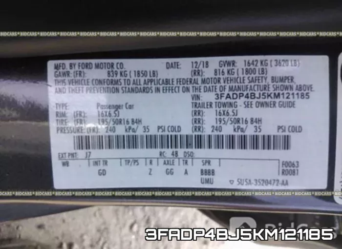 3FADP4BJ5KM121185 фото 10