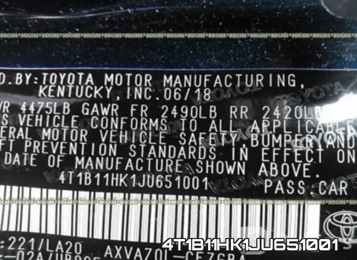 4T1B11HK1JU651001 фото 10