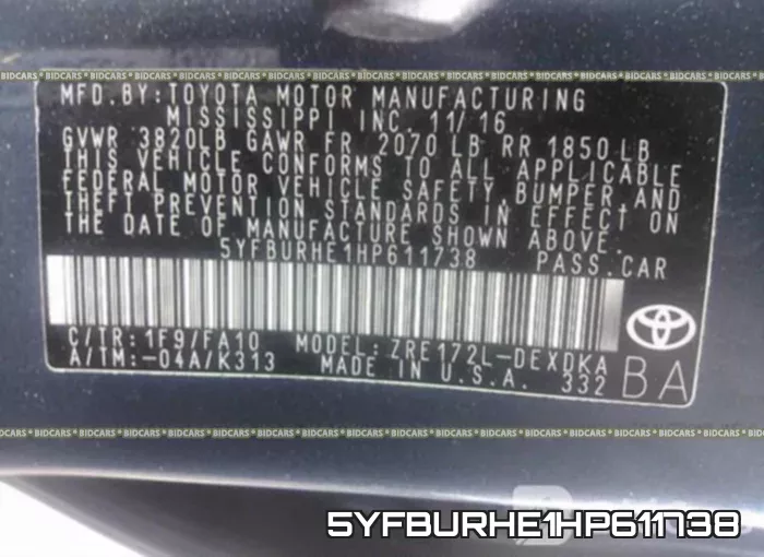 5YFBURHE1HP611738 фото 10