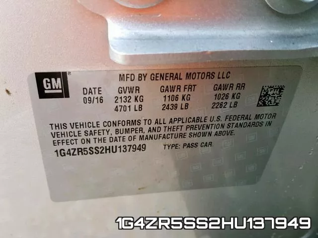 1G4ZR5SS2HU137949 фото 2