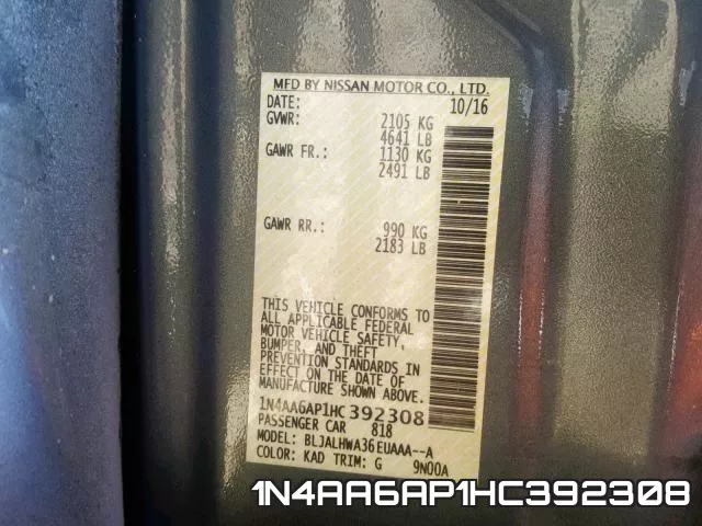 1N4AA6AP1HC392308 фото 2