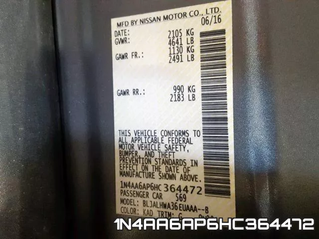 1N4AA6AP6HC364472 фото 2