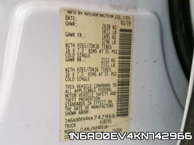 1N6AD0EV4KN742966 фото 2