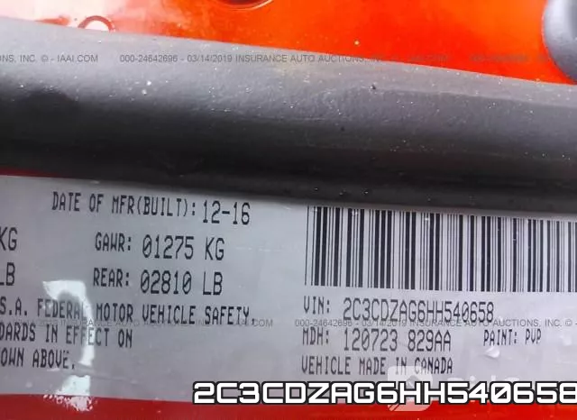 2C3CDZAG6HH540658 фото 10