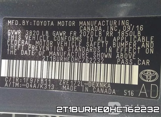 2T1BURHE0HC762232 фото 10