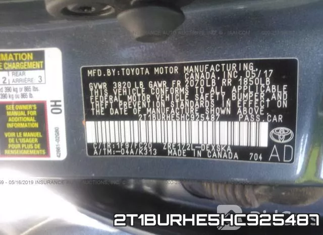 2T1BURHE5HC925487 фото 9