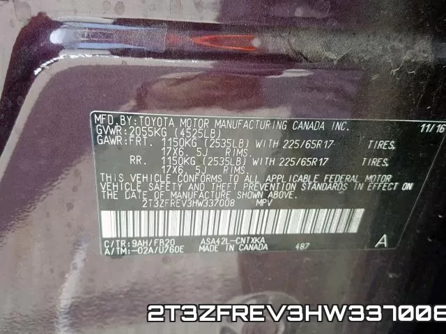 2T3ZFREV3HW337008 фото 2