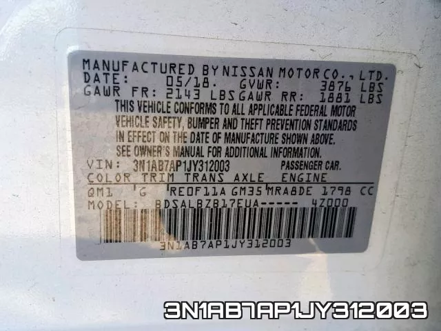 3N1AB7AP1JY312003 фото 2