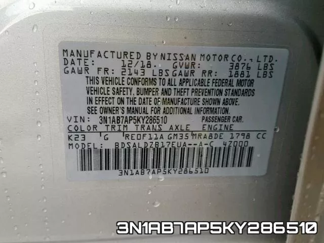 3N1AB7AP5KY286510 фото 2