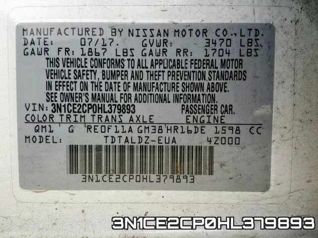 3N1CE2CP0HL379893 фото 2