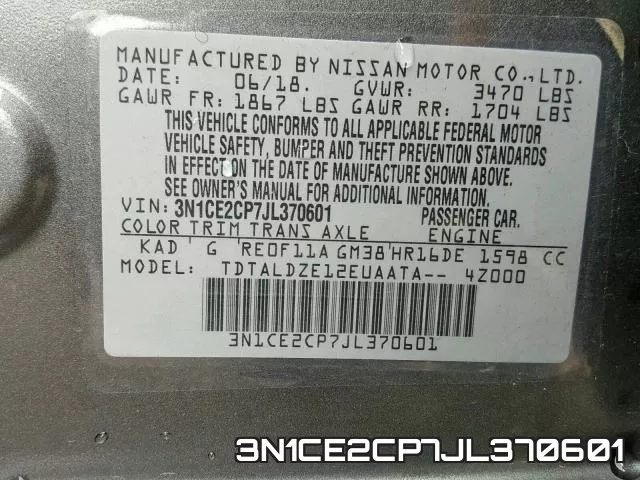 3N1CE2CP7JL370601 фото 2