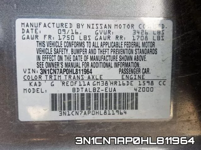 3N1CN7AP0HL811964 фото 2