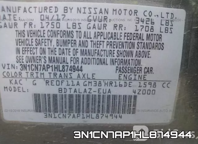 3N1CN7AP1HL874944 фото 9