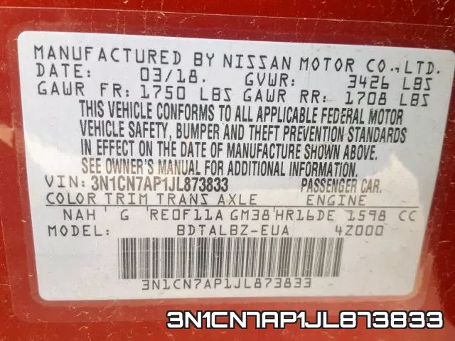 3N1CN7AP1JL873833 фото 2