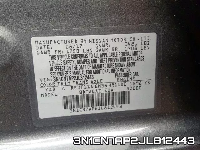 3N1CN7AP2JL812443 фото 2