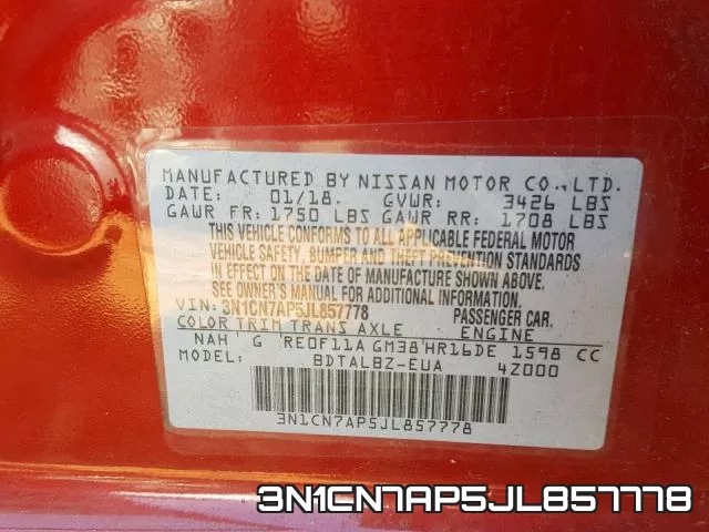 3N1CN7AP5JL857778 фото 2