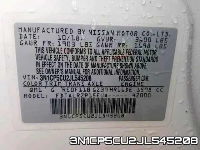 3N1CP5CU2JL545208 фото 2