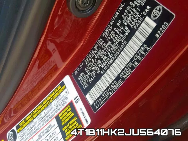 4T1B11HK2JU564076 фото 2