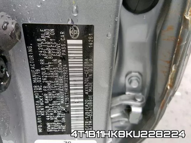 4T1B11HK8KU228224 фото 2