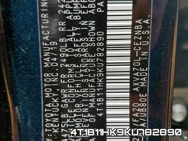 4T1B11HK9KU782890 фото 2
