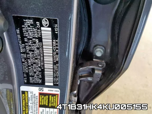 4T1B31HK4KU005155 фото 2
