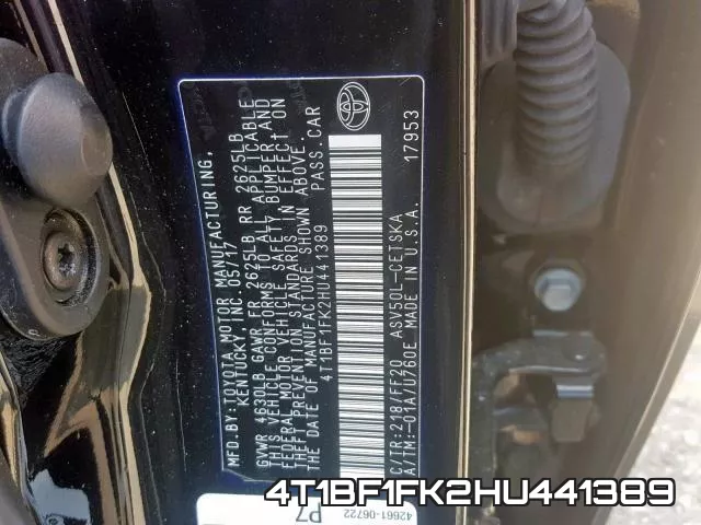 4T1BF1FK2HU441389 фото 2