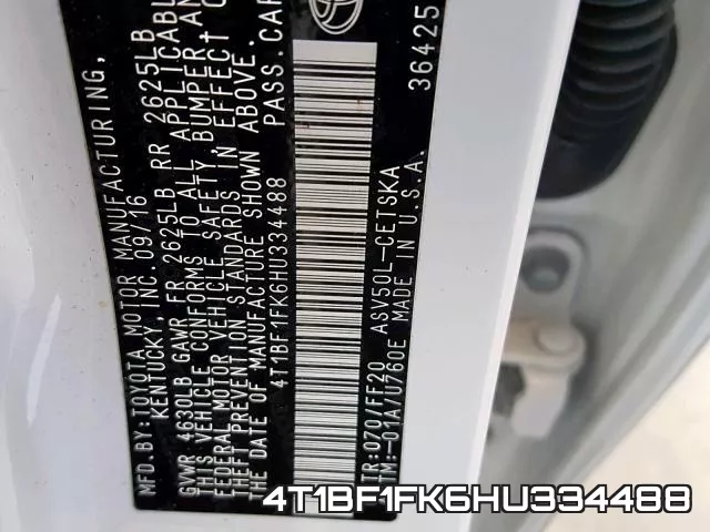 4T1BF1FK6HU334488 фото 2