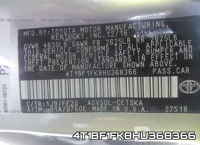 4T1BF1FK8HU368366 фото 10