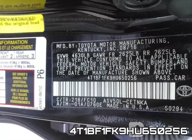 4T1BF1FK9HU650256 фото 10