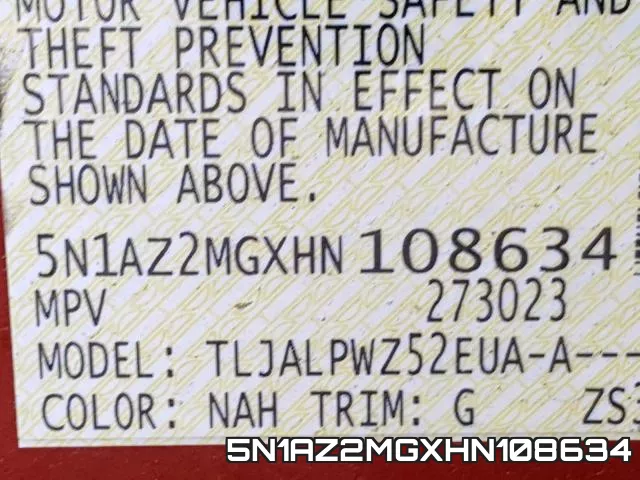 5N1AZ2MGXHN108634 фото 2