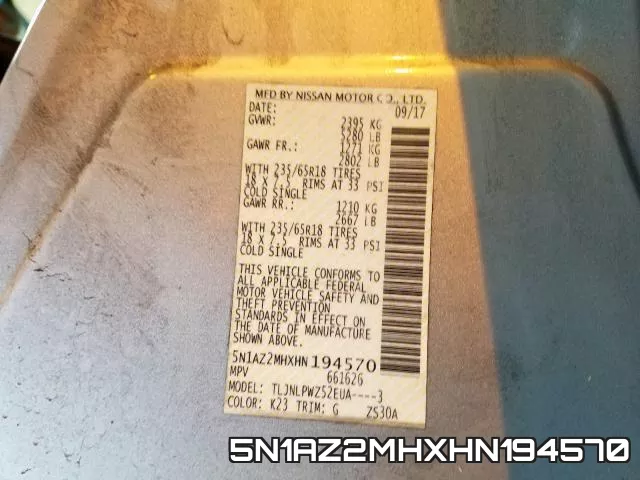 5N1AZ2MHXHN194570 фото 2