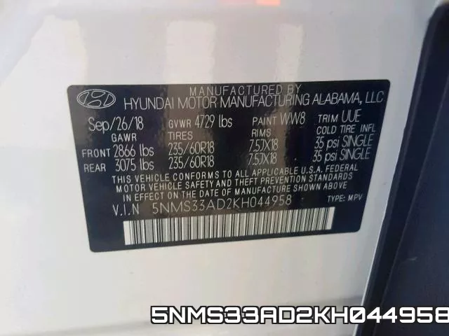 5NMS33AD2KH044958 фото 2