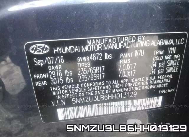 5NMZU3LB6HH013129 фото 10