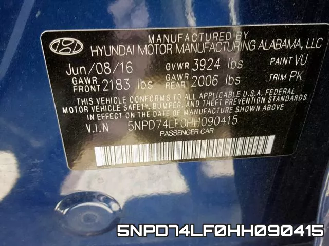 5NPD74LF0HH090415 фото 2