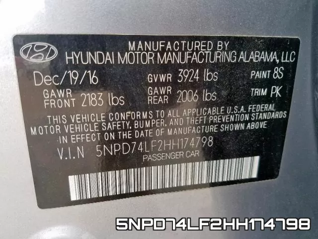 5NPD74LF2HH174798 фото 2